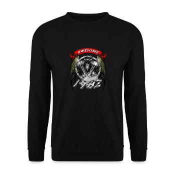 Awesome since 1982, Biker Geburtstag - Unisex Pullover - Schwarz - Vorne - Alina (178cm) & Michal (187cm)