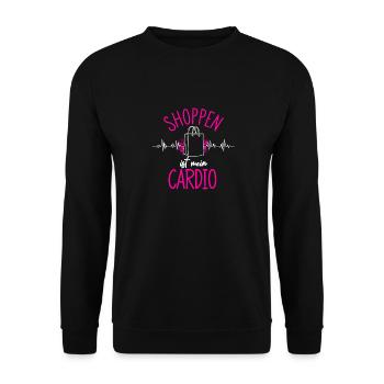 Shoppen Ist Mein Cardio! Shopper Spruch Bummeln Sh - Unisex Pullover - Schwarz - Vorne - Alina (178cm) & Michal (187cm)