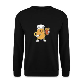 Kartoffel Koch Fast Food Imbiss Pommes Kochen - Unisex Pullover - Schwarz - Vorne - Alina (178cm) & Michal (187cm)