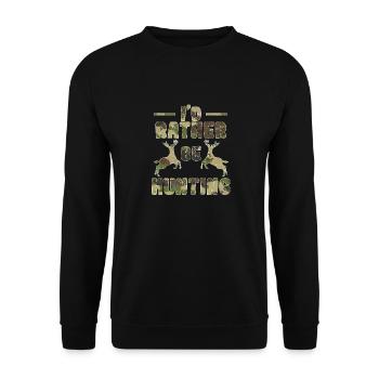 I'D RATHER BE HUNTING Lustiger Jäger Tarn-Hirsch - Unisex Pullover - Schwarz - Vorne - Alina (178cm) & Michal (187cm)