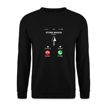 Stone Mason Is Calling Funny Bricklayer Worker Pun - Unisex Sweatshirt - black - Front - Alina (178cm) & Michal (187cm)