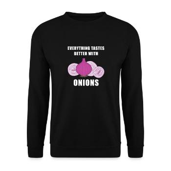 Life With Onions Eating Onion Hobby Chef - Unisex Sweatshirt - black - Front - Alina (178cm) & Michal (187cm)