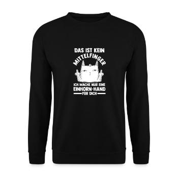 Das ist kein Mittelfinger Einhorn - Unisex Pullover - Schwarz - Vorne - Alina (178cm) & Michal (187cm)