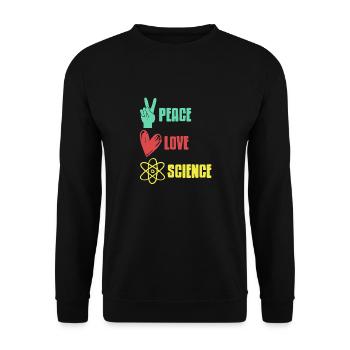 Peace Love Science Retro Science Teacher Designs - Unisex Pullover - Schwarz - Vorne - Alina (178cm) & Michal (187cm)