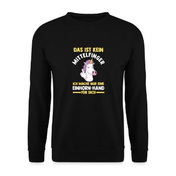 Das ist kein Mittelfinger Einhorn - Unisex Pullover - Schwarz - Vorne - Alina (178cm) & Michal (187cm)