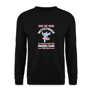 Das ist kein Mittelfinger Einhorn - Unisex Pullover - Schwarz - Vorne - Alina (178cm) & Michal (187cm)