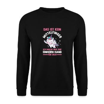 Das ist kein Mittelfinger Einhorn - Unisex Pullover - Schwarz - Vorne - Alina (178cm) & Michal (187cm)