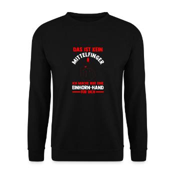 Das ist kein Mittelfinger Einhorn - Unisex Pullover - Schwarz - Vorne - Alina (178cm) & Michal (187cm)