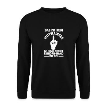 Das ist kein Mittelfinger Einhorn - Unisex Pullover - Schwarz - Vorne - Alina (178cm) & Michal (187cm)