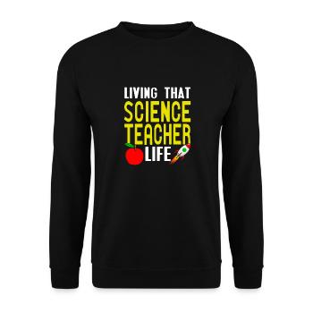 Living That Science Teacher Life Retro Teacher - Unisex Sweatshirt - black - Front - Alina (178cm) & Michal (187cm)