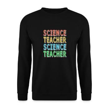 Retro Vintage SCIENCE TEACHER Designs - Unisex Pullover - Schwarz - Vorne - Alina (178cm) & Michal (187cm)