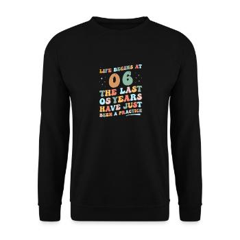 6th birthday Man Woman 2023 Funny Groovy Life - Unisex Sweatshirt - black - Front - Alina (178cm) & Michal (187cm)