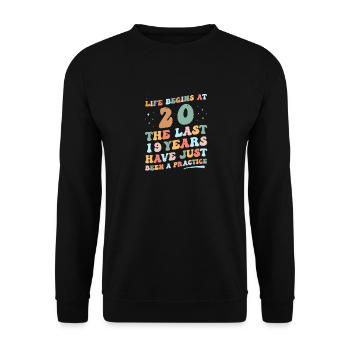 20e anniversaire Homme Femme 2023 Drôle de vie groovy - Sweat-shirt Unisexe - noir - Devant - Alina (178cm) & Michal (187cm)