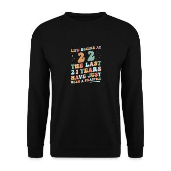 22e anniversaire Homme Femme 2023 Drôle de vie groovy - Sweat-shirt Unisexe - noir - Devant - Alina (178cm) & Michal (187cm)