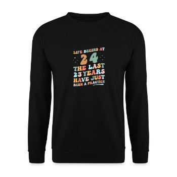 24. Geburtstag Mann Frau 2023 Funny Groovy Life - Unisex Pullover - Schwarz - Vorne - Alina (178cm) & Michal (187cm)