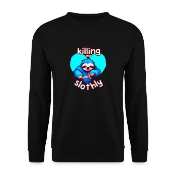 Killing Me Slothly Faultier Messer Turkis Liebe - Unisex Pullover - Schwarz - Vorne - Alina (178cm) & Michal (187cm)