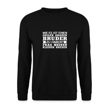Lustiger Großer Bruder Geschwister Familie Spruch - Unisex Pullover - Schwarz - Vorne - Alina (178cm) & Michal (187cm)