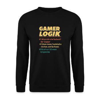 Gamer Logik Gaming Video Games Multiplayer Zocker - Unisex Pullover - Schwarz - Vorne - Alina (178cm) & Michal (187cm)