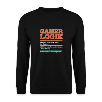 Gamer Logik Gaming Video Games Streamer Motive - Unisex Pullover - Schwarz - Vorne - Alina (178cm) & Michal (187cm)