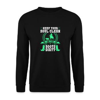 Calf Roping Soul Clean, Breakaway Roping Rodeo - Unisex Pullover - Schwarz - Vorne - Alina (178cm) & Michal (187cm)