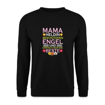 Mama Heldin Beschützerin Engel Die Beste Mutter - Unisex Pullover - Schwarz - Vorne - Alina (178cm) & Michal (187cm)