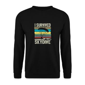 J’ai survécu à mon premier saut en parachute - Sweat-shirt Unisexe - noir - Devant - Alina (178cm) & Michal (187cm)