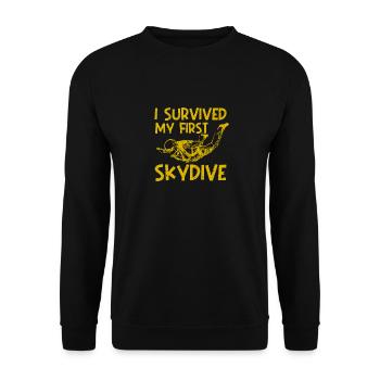 Funny skydiving I have my first - Unisex Sweatshirt - black - Front - Alina (178cm) & Michal (187cm)
