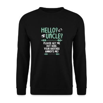 Hallo Onkel Bitte Hol Mich Hier Raus - Unisex Pullover - Schwarz - Vorne - Alina (178cm) & Michal (187cm)