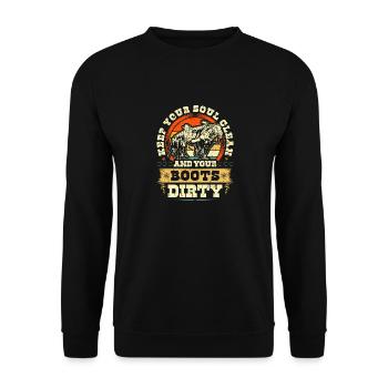 Retro Bulldogging Quote, Rodeo Cowboy Steer - Unisex Pullover - Schwarz - Vorne - Alina (178cm) & Michal (187cm)