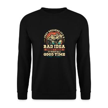 Rodeo Cowboy Bulldogging Quote, Retro Steer - Unisex Pullover - Schwarz - Vorne - Alina (178cm) & Michal (187cm)