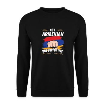 Not Armenian Hay But Supportive Travel Tourist - Unisex Pullover - Schwarz - Vorne - Alina (178cm) & Michal (187cm)