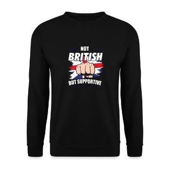 Not British But Supportive Travel Tourist British - Unisex Pullover - Schwarz - Vorne - Alina (178cm) & Michal (187cm)