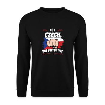 Not Czech But Supportive Travel Tourist Czech - Unisex Sweatshirt - black - Front - Alina (178cm) & Michal (187cm)