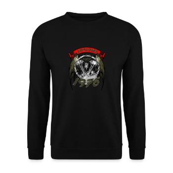 Awesome since 1976, Biker Geburtstag - Unisex Pullover - Schwarz - Vorne - Alina (178cm) & Michal (187cm)