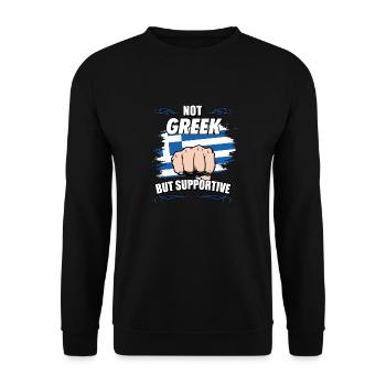 Not Greek But Supportive Travel Tourist Greek - Unisex Pullover - Schwarz - Vorne - Alina (178cm) & Michal (187cm)