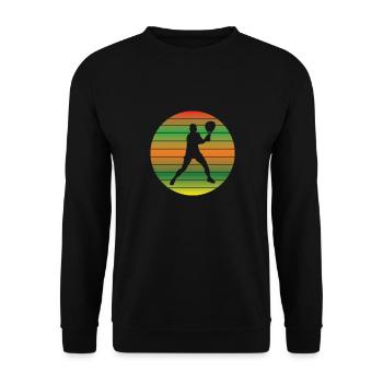 Tennisspieler Tennisverein Tennis Tennisschläger - Unisex Pullover - Schwarz - Vorne - Alina (178cm) & Michal (187cm)