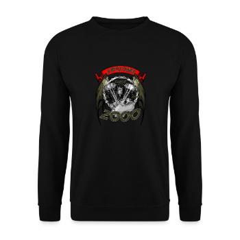 Awesome since 2000, Biker Geburtstag - Unisex Pullover - Schwarz - Vorne - Alina (178cm) & Michal (187cm)