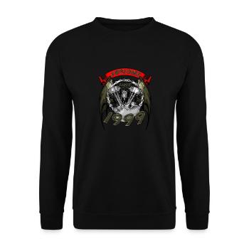 Awesome since 1999, Biker Geburtstag - Unisex Pullover - Schwarz - Vorne - Alina (178cm) & Michal (187cm)