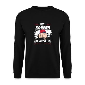 Not Korean But Supportive Travel Tourist Korean - Unisex Sweatshirt - black - Front - Alina (178cm) & Michal (187cm)