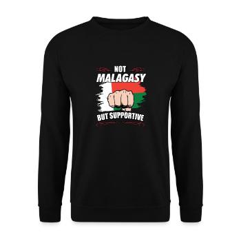 Not Malagasy But Supportive Travel Tourist - Unisex Sweatshirt - black - Front - Alina (178cm) & Michal (187cm)
