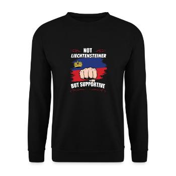Not Liechtensteiner But Supportive Travel - Unisex Pullover - Schwarz - Vorne - Alina (178cm) & Michal (187cm)