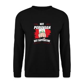 Not Peruvian But Supportive Travel Tourist - Unisex Pullover - Schwarz - Vorne - Alina (178cm) & Michal (187cm)