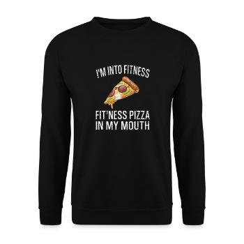Funny I'm Into Fitness Pizza In My Mouth - Unisex Pullover - Schwarz - Vorne - Alina (178cm) & Michal (187cm)