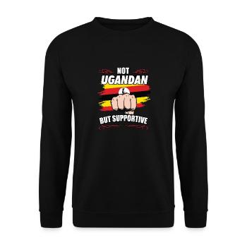 Not Ugandan But Supportive Travel Tourist Ugandan - Unisex Sweatshirt - black - Front - Alina (178cm) & Michal (187cm)
