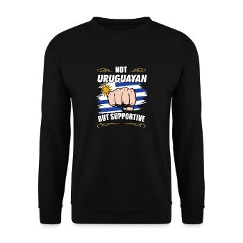 Not Uruguayan But Supportive Travel Tourist - Unisex Sweatshirt - black - Front - Alina (178cm) & Michal (187cm)