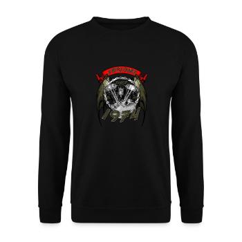 Awesome since 1974, Biker Geburtstag - Unisex Pullover - Schwarz - Vorne - Alina (178cm) & Michal (187cm)