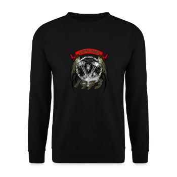 Awesome since 1973, Biker Geburtstag - Unisex Pullover - Schwarz - Vorne - Alina (178cm) & Michal (187cm)