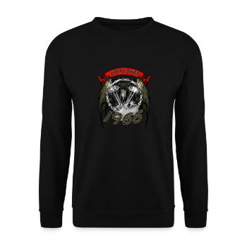 Awesome since 1966, Biker Geburtstag - Unisex Pullover - Schwarz - Vorne - Alina (178cm) & Michal (187cm)