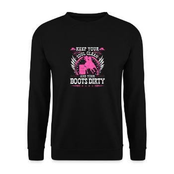 Keep Your Soul Clean Boots Dirty Rodeo - Unisex Pullover - Schwarz - Vorne - Alina (178cm) & Michal (187cm)