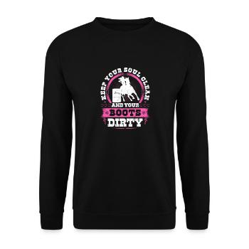 Barrel Racing Keep Your Soul Clean Boots Dirty - Unisex Pullover - Schwarz - Vorne - Alina (178cm) & Michal (187cm)
